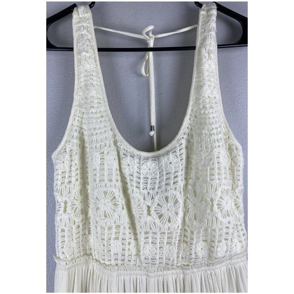Ivory Crochet Lace Boho Wide Leg Jumpsuit Resort Beach Cover Up - Picture 3 of 13